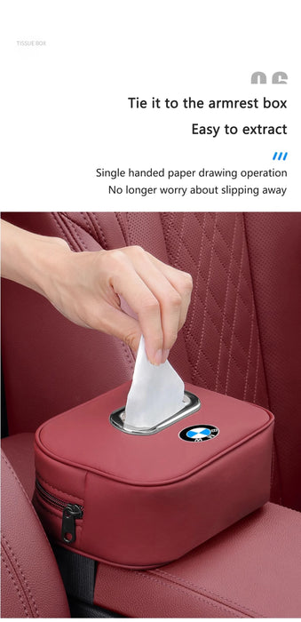 PU Leather Car Tissue Holder – Seat Back & Door Storage - Samanta Factory
