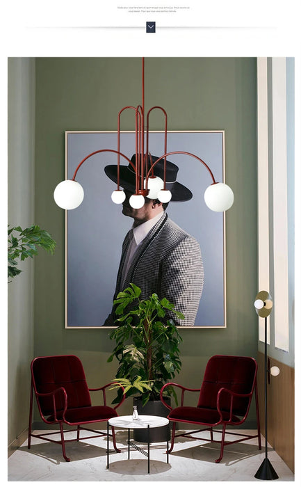 Modern LED Chandelier – Frosted Glass Pendant Light for Elegant Interiors
