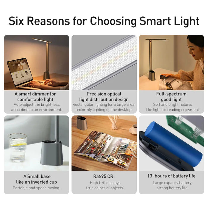 Rechargeable Folding Desk Lamp – Smart Full-Spectrum LED with Auto Dimming