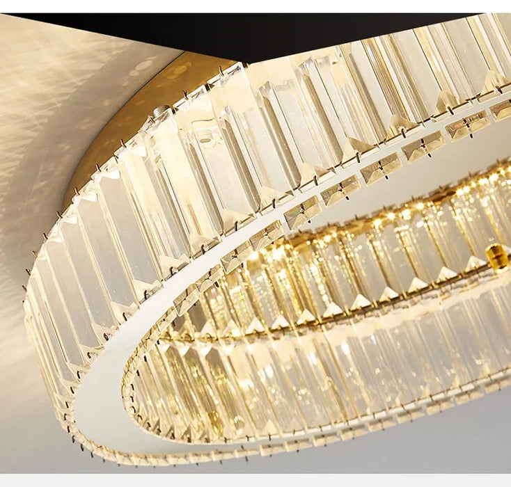 Modern Crystal Chandelier – Remote-Controlled LED Pendant Light for Living & Dining Rooms