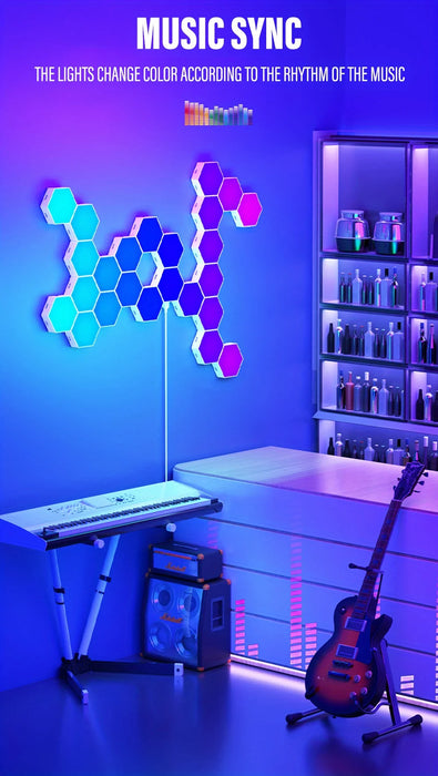 Hexagonal Night Light – DIY Smart LED Wall Panels with App & Music Sync - Samanta Factory