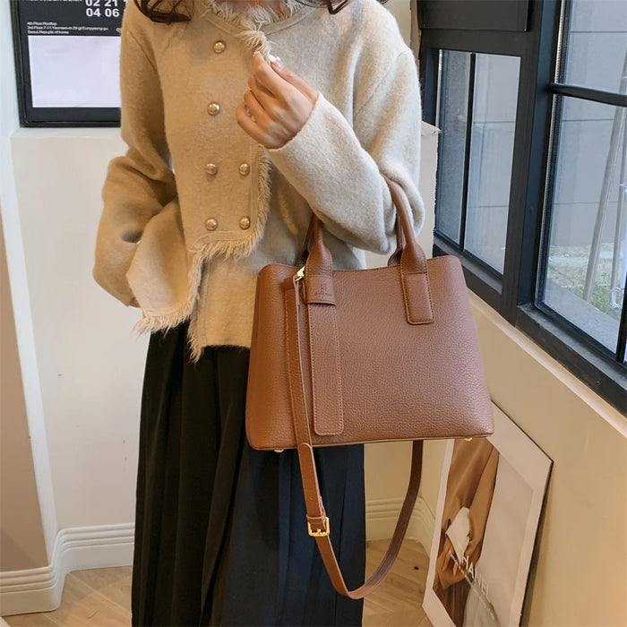 Women’s PU Leather Business Handbag – Saffiano Tote with Adjustable Shoulder Strap - Samanta Factory