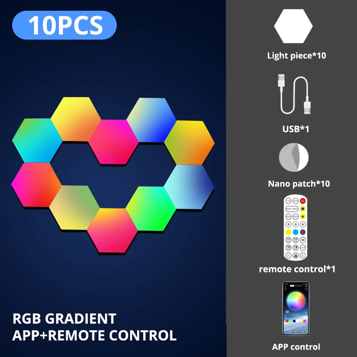 Hexagonal Night Light – DIY Smart LED Wall Panels with App & Music Sync - Samanta Factory