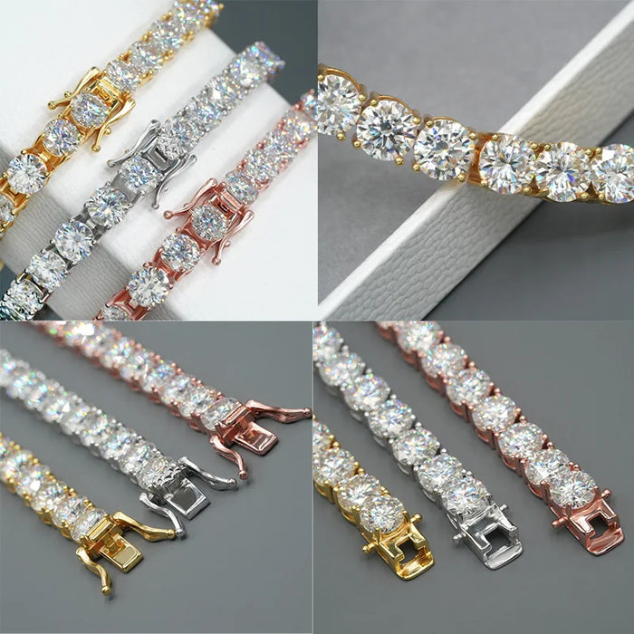 EWYA D Color Moissanite Tennis Bracelet 925 Silver 18K Gold - Samanta Factory