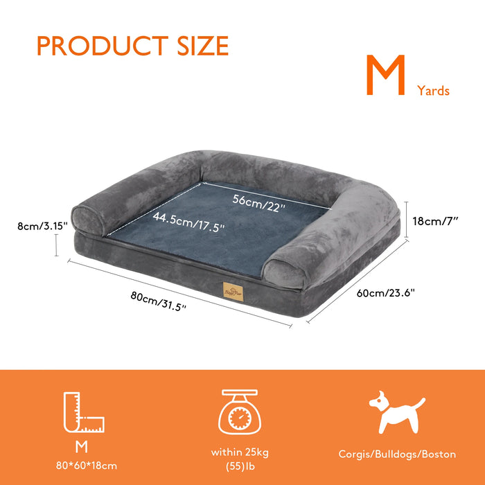 Orthopedic Dog Sofa Bed – Extra-Thick Foam Base with Washable Plush Cover & Bolster Support - Samanta Factory