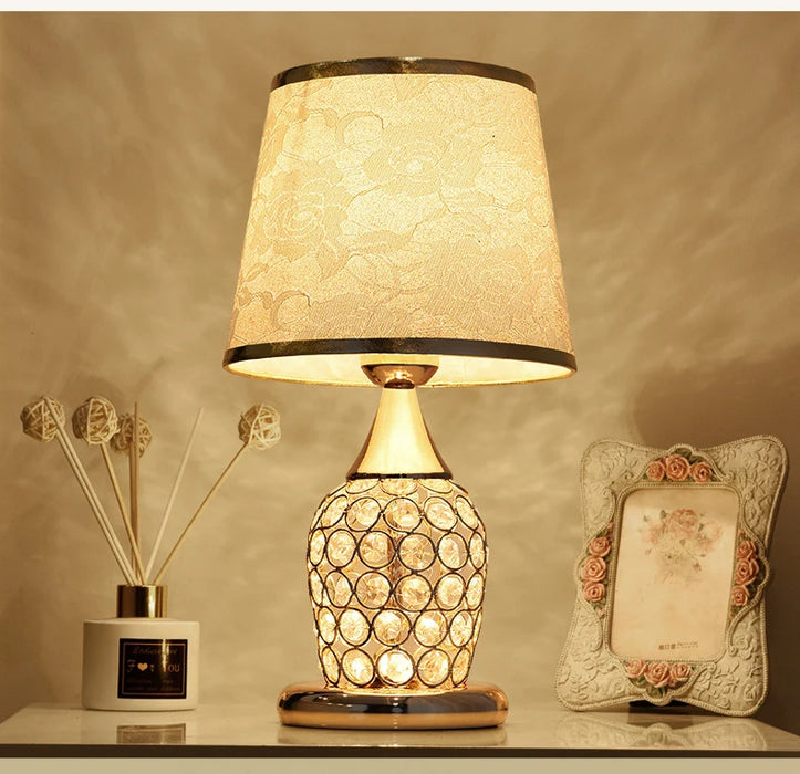 Crystal Table Lamp – Elegant Bedside Light with Polished Chrome Finish