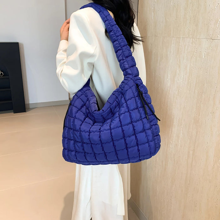Women’s Puffer Shoulder Bag – Fashion Bubble Tote with Large Capacity - Samanta Factory