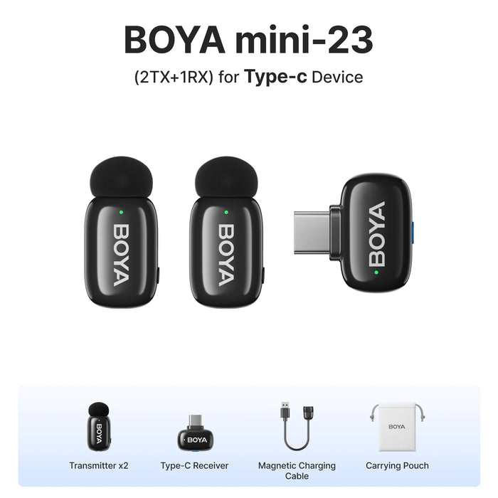 BOYA Mini Wireless Microphone – 2.4GHz Lavalier Mic with Charging Case for iPhone & Android - Samanta Factory