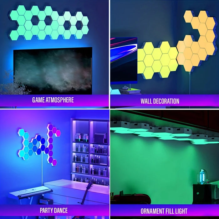 Hexagonal Night Light – DIY Smart LED Wall Panels with App & Music Sync - Samanta Factory