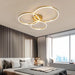 Modern gold or black LED chandelier with acrylic and iron design, semi-flush mount and dimmable remote lighting