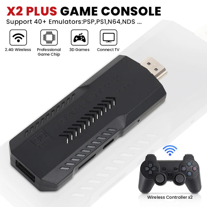 GD10 Plus Game Stick – 4K HD Retro Video Game Console with Dual 2.4G Wireless Controllers for N64, PSP, PS1, GBA & More - Samanta Factory