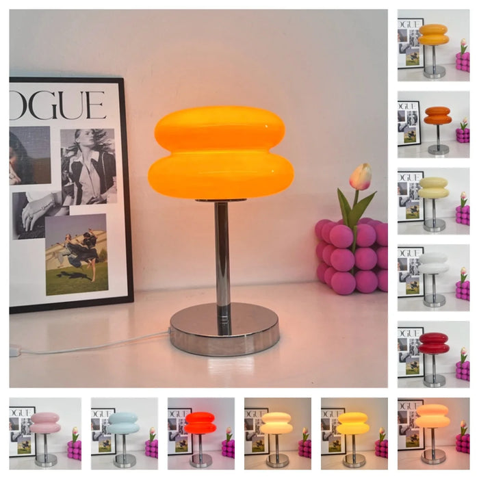 Modern Stained Glass Table Lamp – Touch Control LED Bedside Lighting