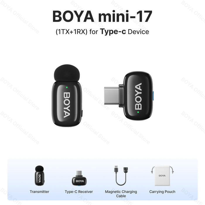 BOYA Mini Wireless Microphone – 2.4GHz Lavalier Mic with Charging Case for iPhone & Android - Samanta Factory