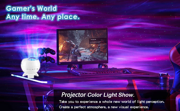 Galaxy Light Projector – 360° Dream Aurora Star & Moon Lamp with Bluetooth, White Noise & Rechargeable Battery - Samanta Factory
