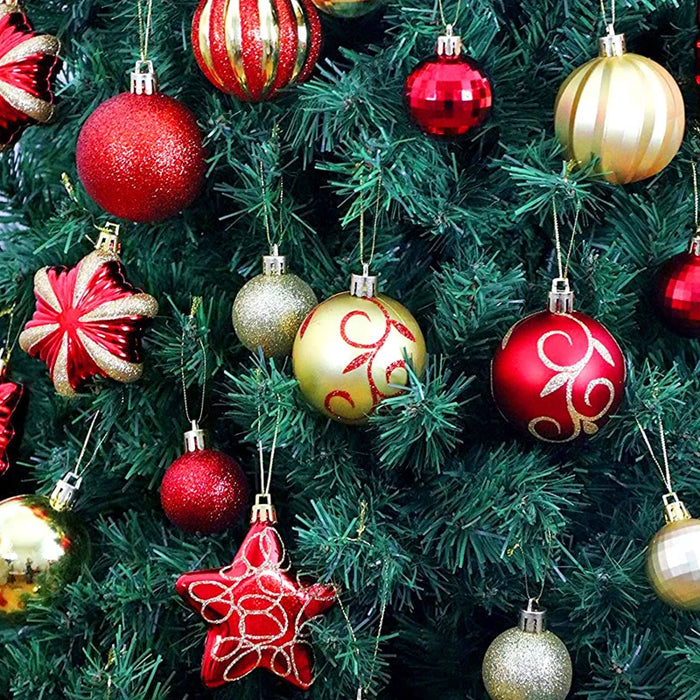 Christmas Pendant Plastic Ball with star – Shatterproof Hanging Tree Ornaments