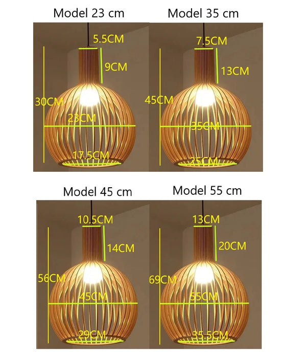 Modern Wooden Pendant Light – LED Cord Hanging Lamp with Polished Chrome Finish