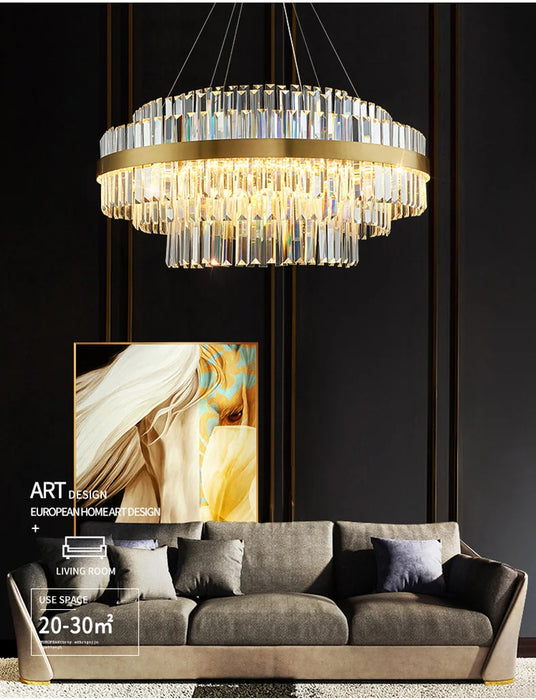 Modern Luxury LED Crystal Chandelier – Dimmable Remote-Controlled Ceiling Light