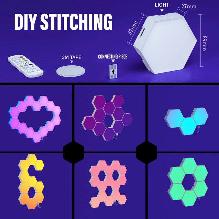 Hexagonal Night Light – DIY Smart LED Wall Panels with App & Music Sync - Samanta Factory