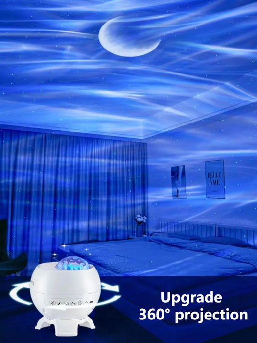 Galaxy Light Projector – 360° Dream Aurora Star & Moon Lamp with Bluetooth, White Noise & Rechargeable Battery - Samanta Factory