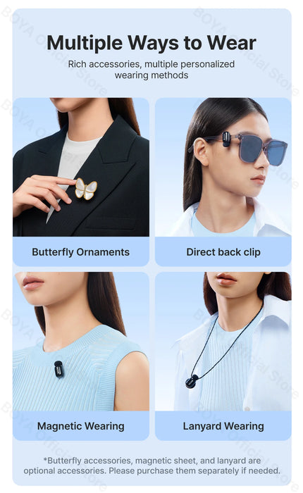 BOYA Mini Wireless Microphone – 2.4GHz Lavalier Mic with Charging Case for iPhone & Android - Samanta Factory