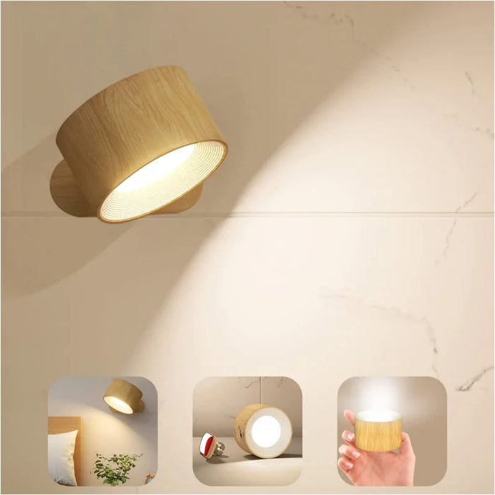 Rechargeable LED Wall Light – Touch Control with 3 Colour Modes & Adjustable 360° Rotation - Samanta Factory