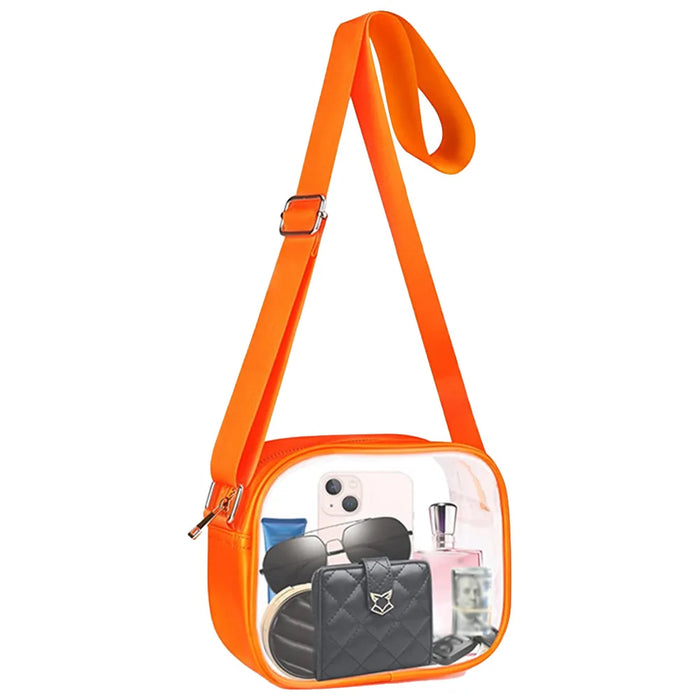 Clear PVC Crossbody Bag for Women – Transparent Square Shoulder Bag for Concerts & Travel - Samanta Factory