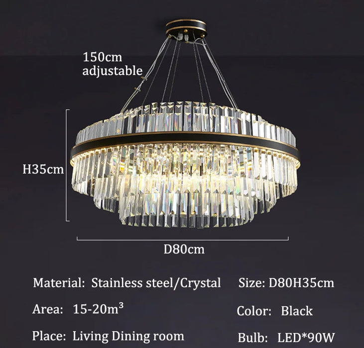 Modern Luxury LED Crystal Chandelier – Dimmable Remote-Controlled Ceiling Light