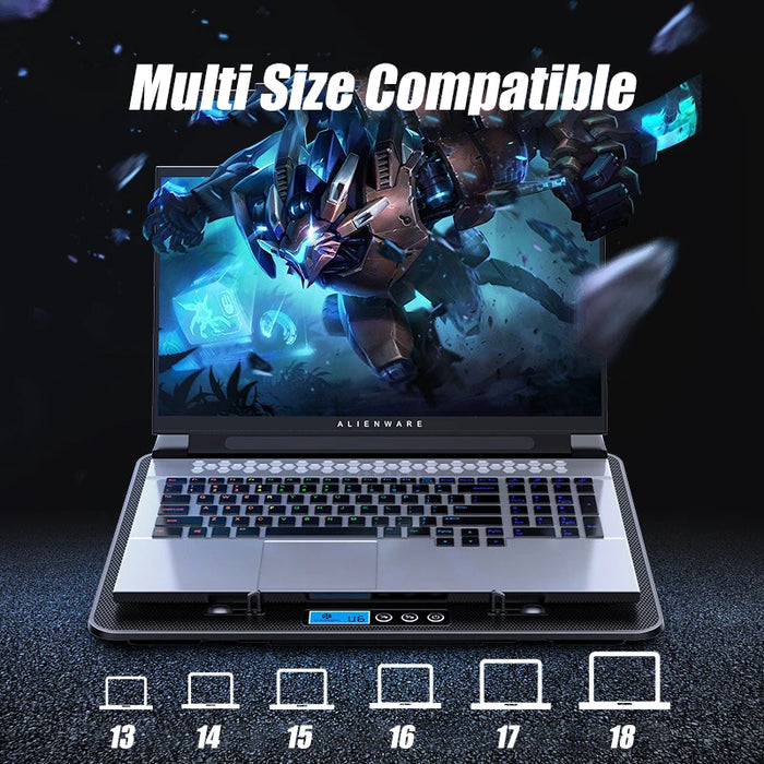 Laptop Cooling Pad – 6-Fan Ultra-Quiet Airflow for 13–18" Notebook - Samanta Factory