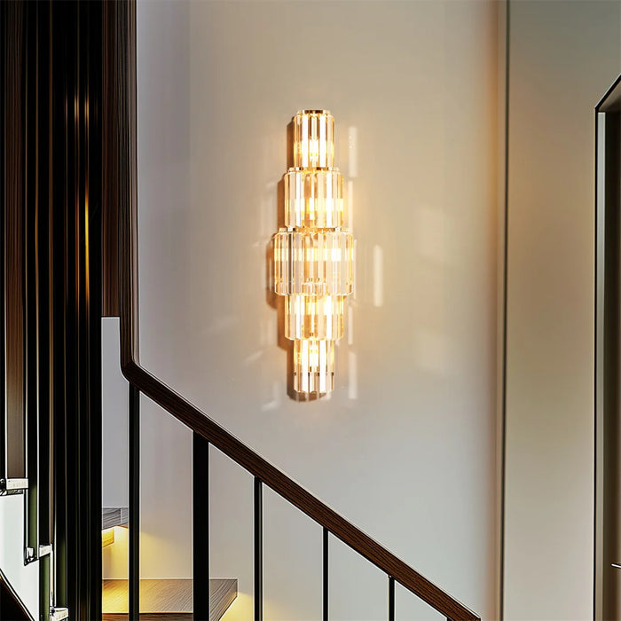 Crystal Wall Sconce – Luxurious 3- or 5-Tier LED Lighting with Gold Finish