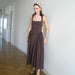 Camisole Dress – Pleated A-Line Elegance with Square Neck - Samanta Factory