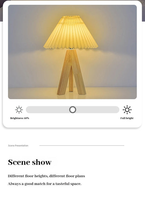 Wooden Tripod Floor Lamp – Hand-Knitted Fabric Shade with E26 Dimmable LED - Samanta Factory
