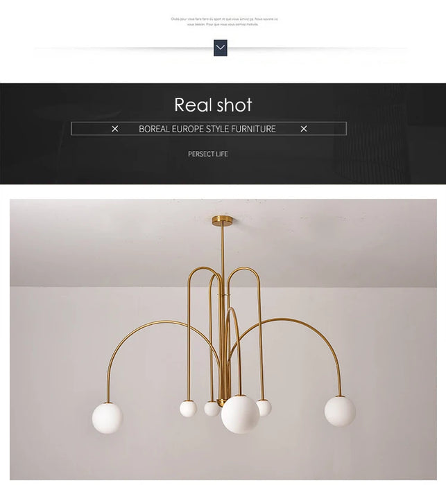 Modern LED Chandelier – Frosted Glass Pendant Light for Elegant Interiors