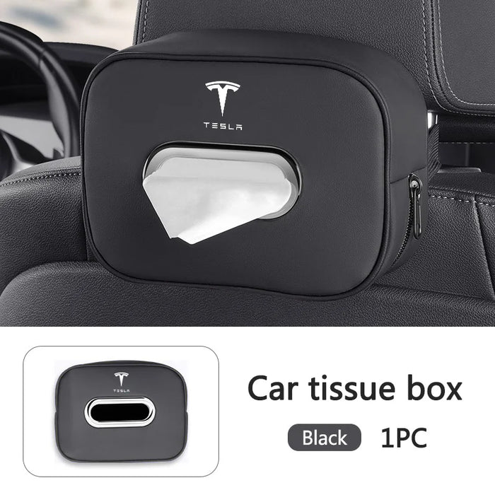 PU Leather Car Tissue Holder – Seat Back & Door Storage - Samanta Factory