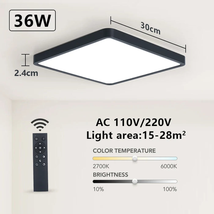 Smart LED Ceiling Light – Wood Grain Design with App & Remote Control