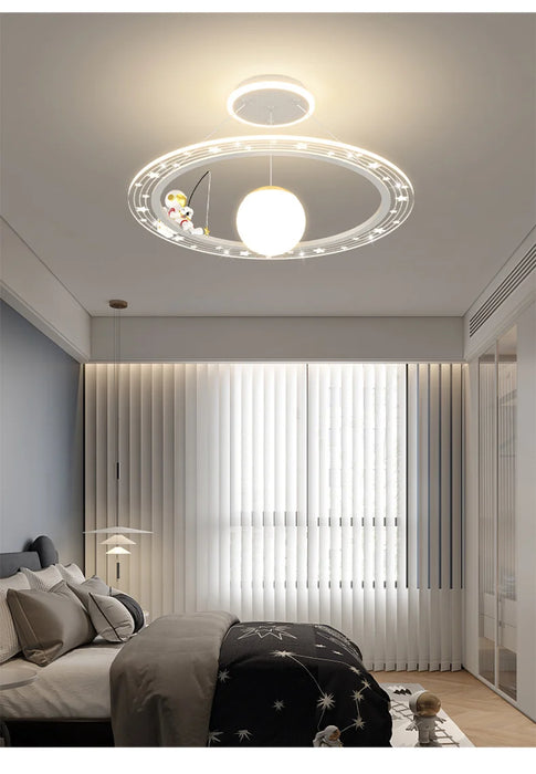 Modern Flush Mount LED Chandelier – Remote-Control Dimmable Ceiling Light