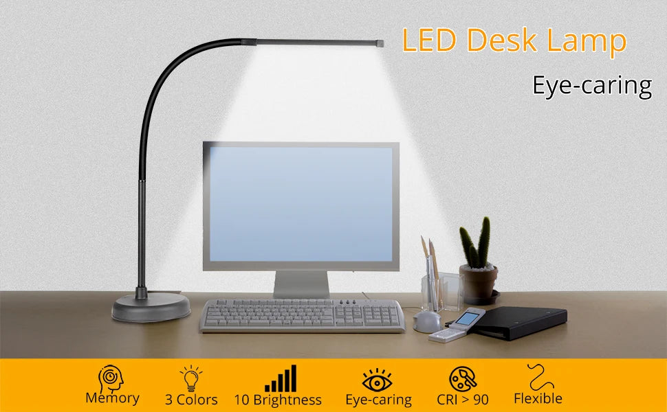 Adjustable LED Desk Lamp – 360° Flexible Gooseneck with 30 Lighting Modes