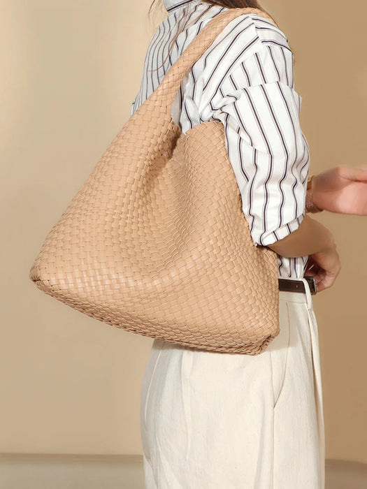 Stylish Split Leather Bucket Shoulder Bag – Versatile Women’s Handbag for Work & Casual Outings - Samanta Factory