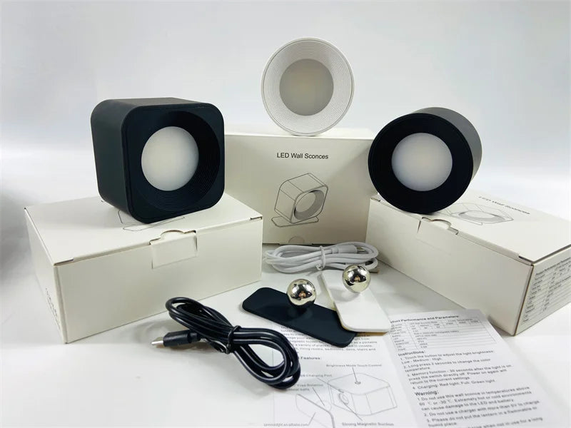 Rechargeable LED Wall Light – Touch Control with 3 Colour Modes & Adjustable 360° Rotation - Samanta Factory