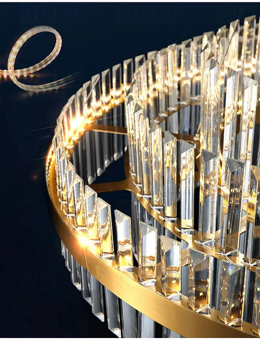 Modern Luxury LED Crystal Chandelier – Dimmable Remote-Controlled Ceiling Light
