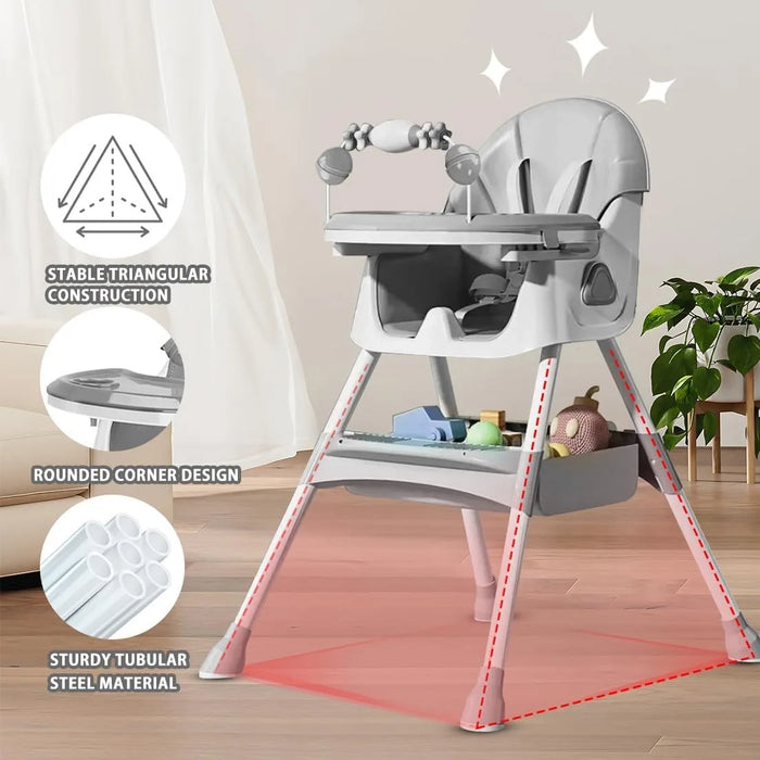 3-in-1 Baby High Chair – Adjustable Feeding Seat with Tray, Toddler & Kids Chair Conversion - Samanta Factory