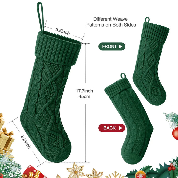 Personalised Christmas Stockings – Knitted Design with Wooden Name Tags