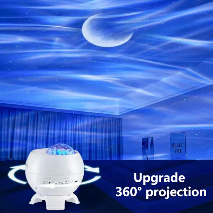 Galaxy Light Projector – 360° Dream Aurora Star & Moon Lamp with Bluetooth, White Noise & Rechargeable Battery - Samanta Factory