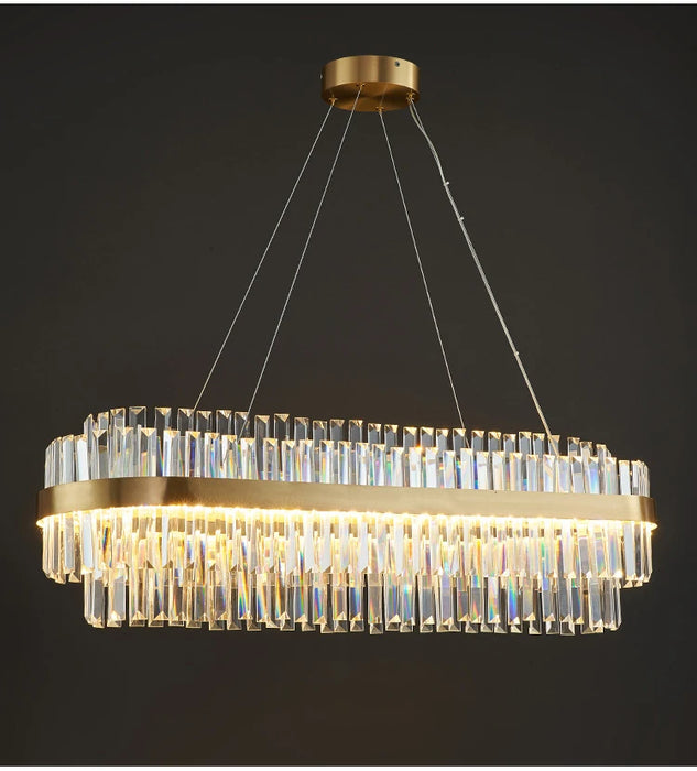 Modern Luxury LED Crystal Chandelier – Dimmable Remote-Controlled Ceiling Light