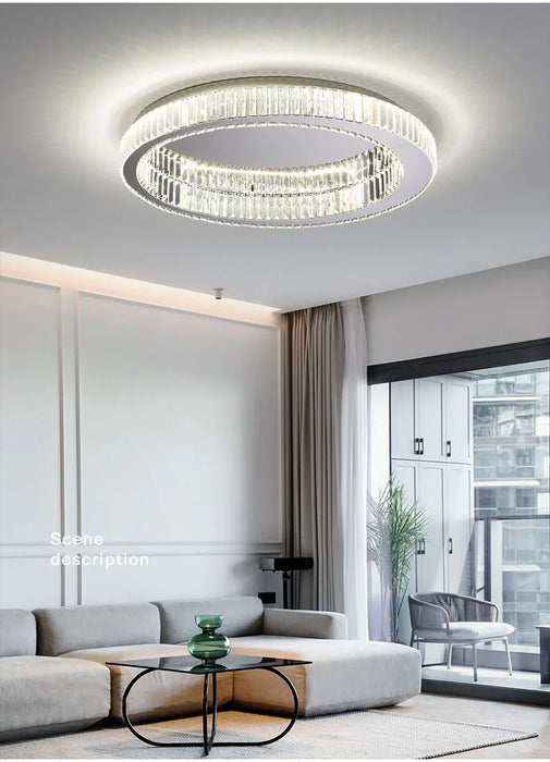 Modern Crystal Chandelier – Remote-Controlled LED Pendant Light for Living & Dining Rooms