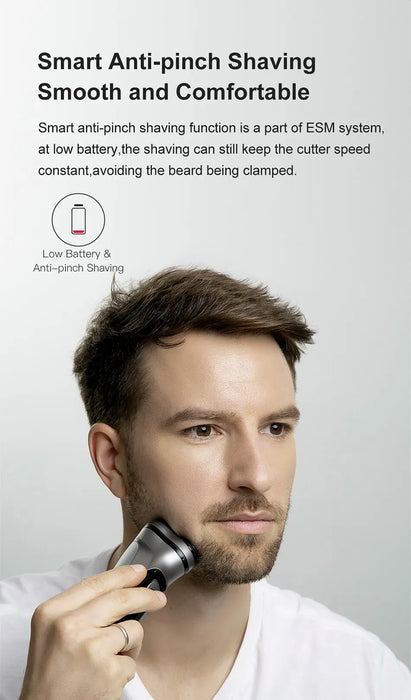 Electric Shaver for Men – 3D Floating Heads with Auto-Grinding Blades & Smart ESM System - Samanta Factory