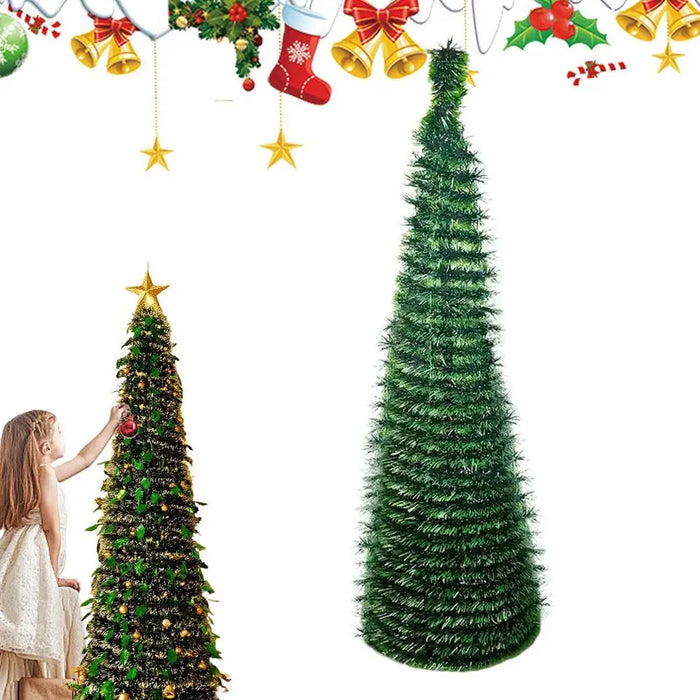 Artificial Christmas Tree – Foldable Gradient Design with Non-Slip Base