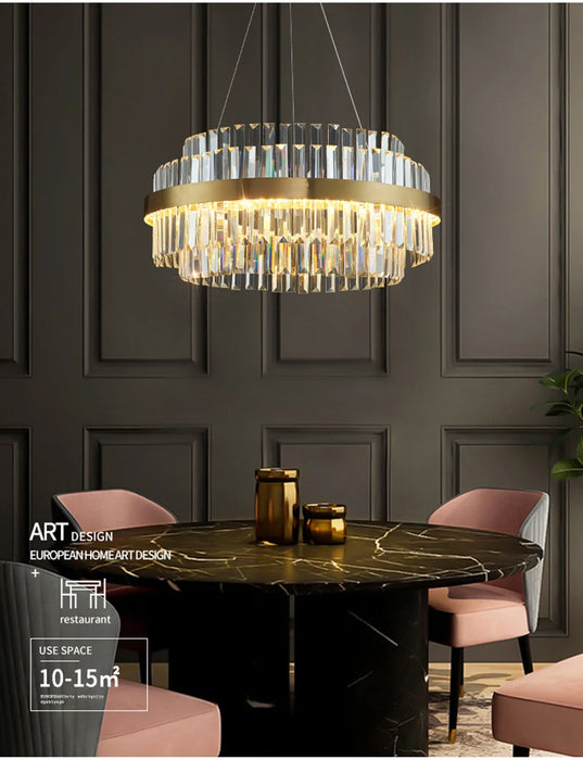 Modern Luxury LED Crystal Chandelier – Dimmable Remote-Controlled Ceiling Light