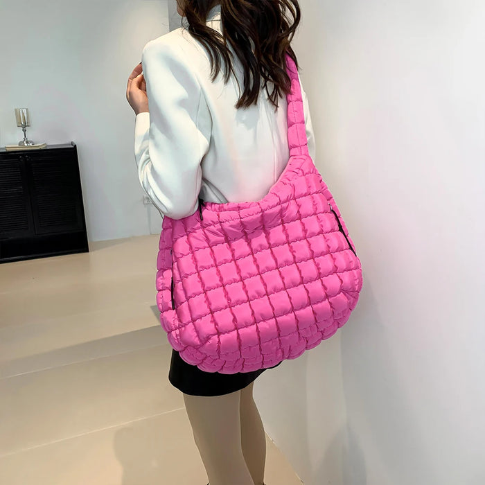 Women’s Puffer Shoulder Bag – Fashion Bubble Tote with Large Capacity - Samanta Factory