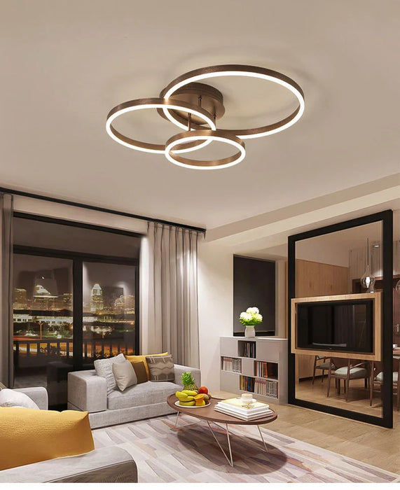 Modern LED Chandelier – Dimmable Semi-Flush Mount with Remote Control