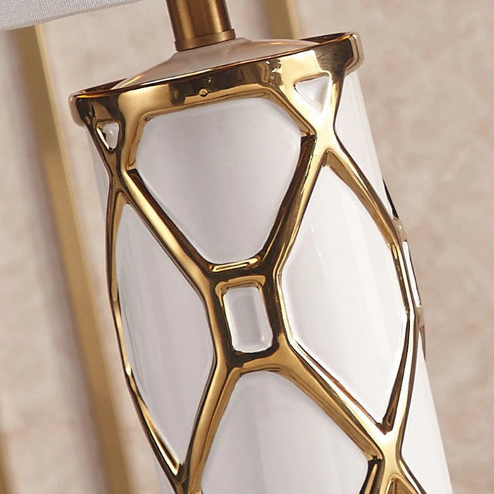 Nordic Ceramic Table Lamp – Elegant Fabric Shade Light for Bedroom & Living Room
